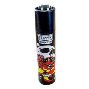 7leaves, vente en ligne de Briquet Clipper Skull n Flowers mod1