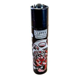 7leaves, vente en ligne de Briquet Clipper Skull n Flowers mod2
