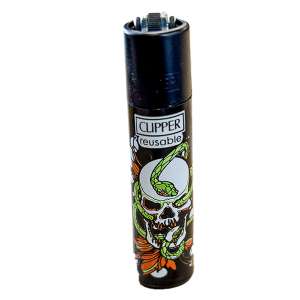 7leaves, vente en ligne de Briquet Clipper Skull n Flowers mod3