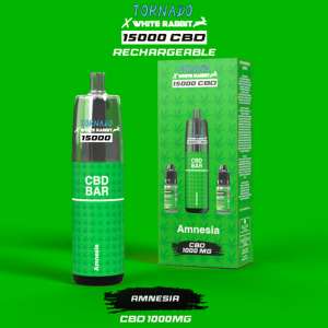 7leaves, vente en ligne de Puff CBD Tornado x White Rabbit 15000 Amnesia Rechargeable