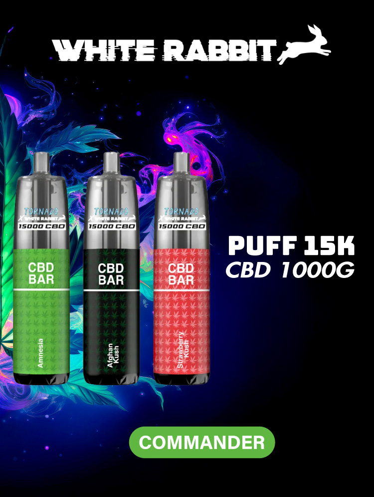 PUFF CBD TORNADO X WHITE RABBIT 15000 Afghan Kush Rechargeable